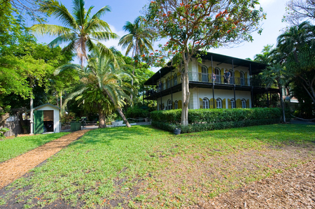 KEY WEST, FLORIDA, USA - MAY 03, 2016: Garden of the Ernest Hemingway House in Key West in Florida.のeditorial素材