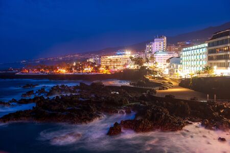 CANARY ISLAND TENERIFE, SPAIN - 25 DEC, 2019: Vulcanis rocks on the coastline of Puerto de la Cruz on Canary island Tenerife.のeditorial素材