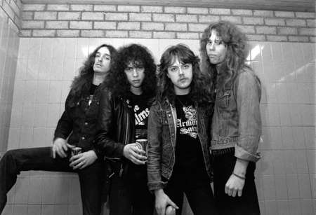 ZWOLLE, THE NETHERLANDS - FEBR 11, 1984: Metallica in the dressing room just before their first...