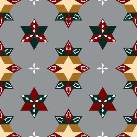 Winter ornament of red and green starsのイラスト素材