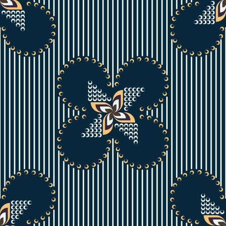 Ornament of geometric shapes on a striped backgroundのイラスト素材