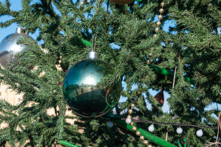 Toys on an artificial Christmas tree