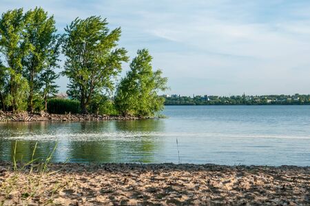 river, beach and trees