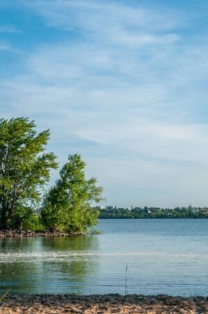 river, beach and trees