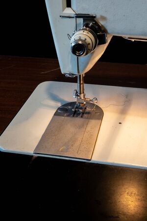 Sewing machine foot and plate close up from frontの写真素材