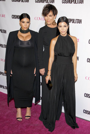 Kris Jenner, Kourtney Kardashian and Kim Kardashian at the Cosmopolitan's 50th Birthday Celebration held at the Ysabel in West Hollywood, USA on October 12, 2015.のeditorial素材
