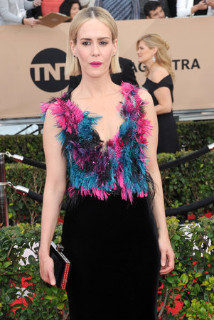 Sarah Paulson at the 22nd Annual Screen Actors Guild Awards held at the Shrine Auditorium in Los Angeles, USA on January 30, 2016.のeditorial素材