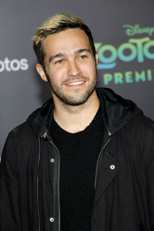Pete Wentz of Fall Out Boy at the Los Angeles premiere of 'Zootopia' held at the El Capitan Theater in Hollywood, USA on February 17, 2016.のeditorial素材