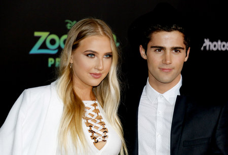 Veronica Dunne and Max Ehrich at the Los Angeles premiere of 'Zootopia' held at the El Capitan Theater in Hollywood, USA on February 17, 2016.のeditorial素材