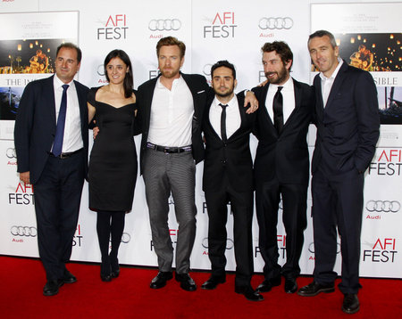 Sergio G. Sanchez, Ewan McGregor, Juan Antonio Bayona, Belen Atienza, Alvaro Augustin and Ghislain Barrois at the AFI FEST 2012 Special Screening of 'The Impossible' held at the Grauman's Chinese Theatre in Hollywood on November 4, 2012.のeditorial素材
