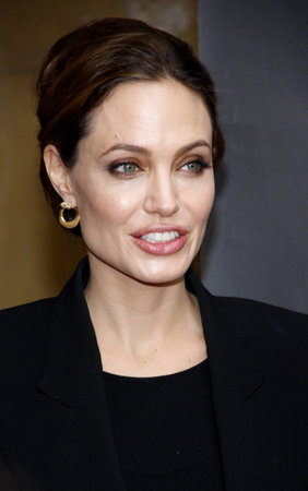 Angelina Jolie at the American Cinematheque's 69th Annual Golden Globe Awards Foreign-Language Nominee Event held at the Egyptian Theater on January 15, 2012.のeditorial素材