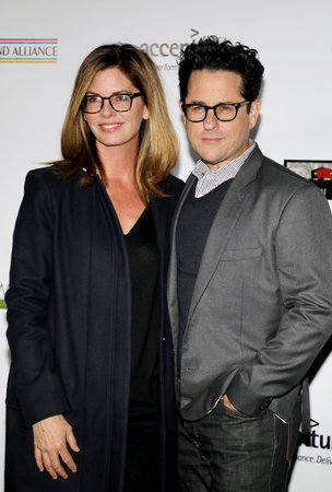 J.J. Abrams and Katie McGrath at the 2016 Oscar Wilde Awards held at the Bad Robot in Santa Monica, USA on February 25, 2016.のeditorial素材