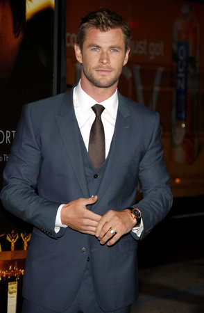 Chris Hemsworth at the Los Angeles premiere of 'Blackhat' held at the TCL Chinese Theatre in Hollywood on January 8, 2015.のeditorial素材