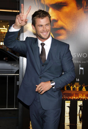 Chris Hemsworth at the Los Angeles premiere of 'Blackhat' held at the TCL Chinese Theatre in Hollywood on January 8, 2015.のeditorial素材