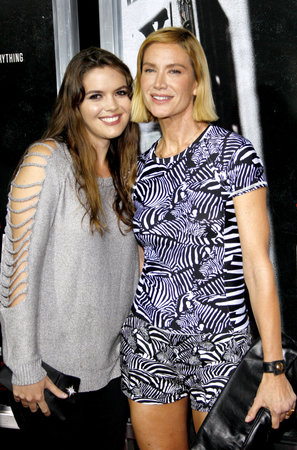 Kelly Lynch and Shane Lynch at the Los Angeles Premiere of "Captain Phillips" held at the AMPAS Theatre in Beverly Hills, USA on September 30, 2013.のeditorial素材