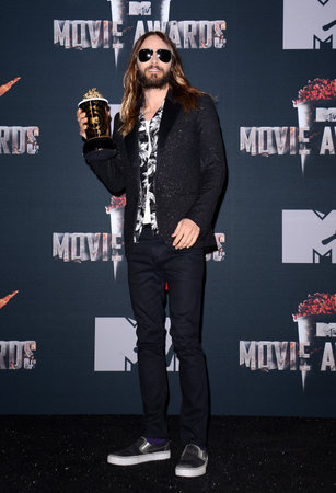 Jared Leto at the 2014 MTV Movie Awards - Press Room held at the Nokia Theatre L.A. Live in Los Angeles, USA on April 13, 2014.のeditorial素材