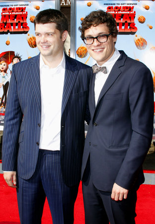 Phil Lord and Chris Miller at the Los Angeles premiere of &#39;Cloudy With A Chance Of Meatballs&#39; held at the Mann Village Theater jn Westwood, USA on September 12, 2009.のeditorial素材