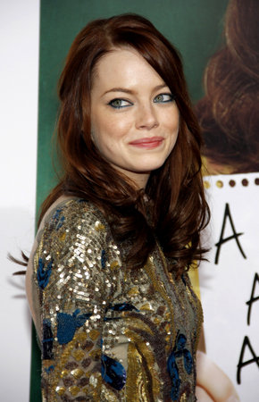 Emma Stone at the Los Angeles premiere of 'Easy A' held at the Grauman's Chinese Theater in Hollywood on September 13, 2010.のeditorial素材