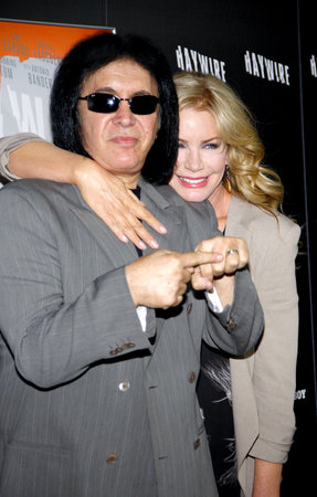 Gene Simmons and Shannon Tweed at the Los Angeles premiere of 'Haywire' held at the DGA Theater in Hollywood on January 5, 2012.のeditorial素材