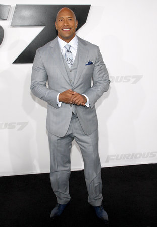Dwayne 'The Rock' Johnson at the Los Angeles premiere of 'Furious 7' held at the TCL Chinese Theater in Hollywood, USA on April 1, 2015.のeditorial素材