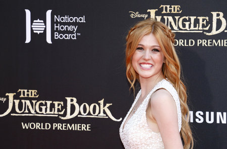Katherine McNamara at the World premiere of 'The Jungle Book' held at the El Capitan Theatre in Hollywood, USA on April 4, 2016.のeditorial素材