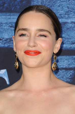 Emilia Clarke at the season 6 premiere of HBO's 'Game Of Thrones'  held at the TCL Chinese Theatre in Hollywood, USA on April 10, 2016.のeditorial素材