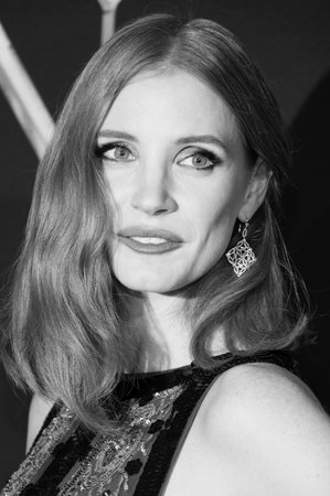 Jessica Chastain at the Los Angeles premiere of 'The Huntsman: Winter's War' held at the Regency Village Theatre in Westwood, USA on April 11, 2016.のeditorial素材