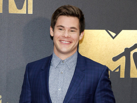 Adam DeVine at the 2016 MTV Movie Awards held at the Warner Bros. Studios in Burbank, USA on April 9, 2016.のeditorial素材