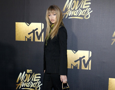 Gigi Hadid at the 2016 MTV Movie Awards held at the Warner Bros. Studios in Burbank, USA on April 9, 2016.のeditorial素材