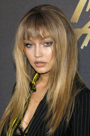 Gigi Hadid at the 2016 MTV Movie Awards held at the Warner Bros. Studios in Burbank, USA on April 9, 2016.のeditorial素材