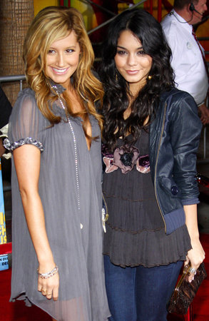 Vanessa Hudgens and Ashley Tisdale at the DVD Release Premiere of "High School Musical 2: Extended Edition" held at the El Capitan Theater in Hollywood, USA on November 19, 2007.のeditorial素材