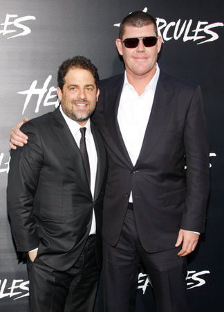 James Packer and Brett Ratner at the Los Angeles premiere of "Hercules" held at the TCL Chinese Theatre in Los Angeles, USA on July 23, 2014.のeditorial素材