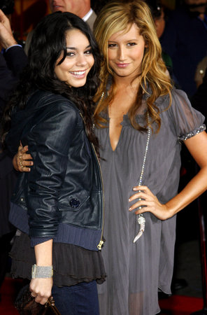 Vanessa Hudgens and Ashley Tisdale at the DVD Release Premiere of "High School Musical 2: Extended Edition" held at the El Capitan Theater in Hollywood, USA on November 19, 2007.のeditorial素材