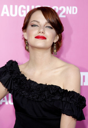 Emma Stone at the Los Angeles premiere of 'House Bunny' held at the Mann Village Theatre in Westwood on August 20, 2008.のeditorial素材