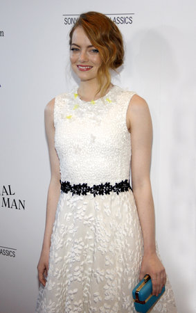 Emma Stone at the Los Angeles premiere of 'Irrational Man' held at the WGA Theater in Beverly Hills, USA on July 9, 2015.のeditorial素材