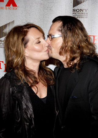 HOLLYWOOD, CA - MARCH 08, 2010: Kurt Sutter and Katey Sagal at the premiere screening of FX's 'Justified' held at the DGA Theater in Hollywood, USA on March 8, 2010.のeditorial素材