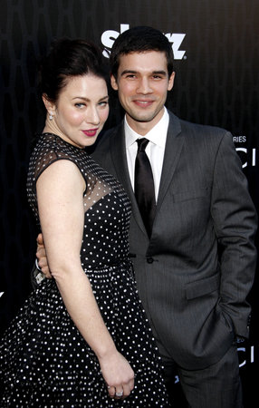 Lynn Collins and Steven Strait at the Los Angeles premiere of Starz Series 'Magic City' held at the DGA Theater in Hollywood, USA on March 20, 2012.のeditorial素材