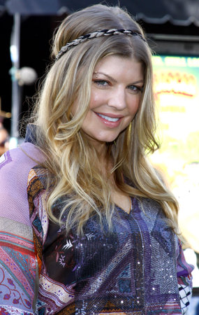 WESTWOOD, CA - OCTOBER 26, 2008: Fergie at the Los Angeles premiere of 'Madagascar: Escape 2 Africa' held at the Mann Village Theater in Westwood, USA on October 26, 2008.のeditorial素材