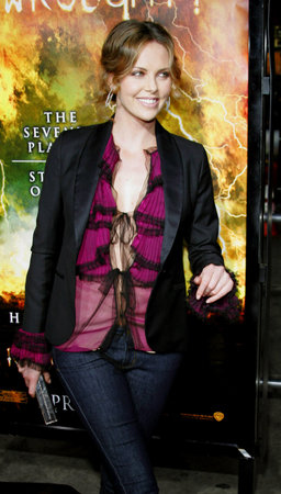 Charlize Theron at the Los Angeles premiere of 'The Reaping' held at the Mann Village Theater in Westwood, USA on March 29, 2007.のeditorial素材