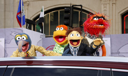 Muppets at the Los Angeles premiere of "Muppets Most Wanted" held at the El Capitan Theatre in Los Angeles, United States, 110314.のeditorial素材