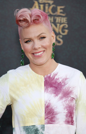 Pink at the Los Angeles premiere of 'Alice Through The Looking Glass' held at the El Capitan Theater in Hollywood, USA on May 23, 2016.のeditorial素材