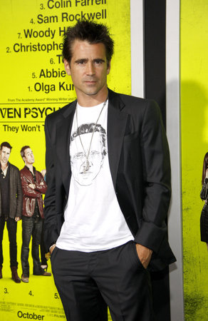 Colin Farrell at the Los Angeles premiere of 'Seven Psychopaths' held at the Mann Bruin Theatre in Westwood, USA on October 1, 2012.のeditorial素材