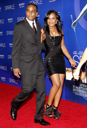 Nick Gordon and Bobbi Kristina Brown at the Los Angeles premiere of 'Sparkle' held at the Grauman's Chinese Theater in Hollywood on August 16, 2012.のeditorial素材