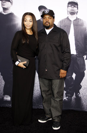 Ice Cube and Kimberly Woodruff at the Los Angeles premiere of 'Straight Outta Compton' held at the...