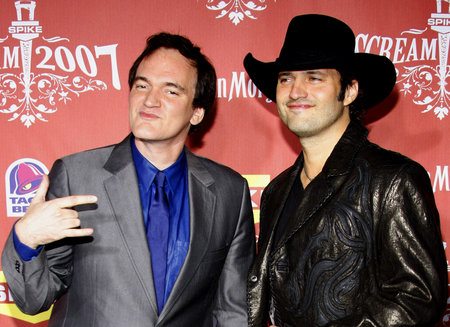 Quentin Tarantino and Robert Rodriguez at the 2007 Spike TV's Scream Fest held at the Greek Theater in Hollywood on October 19, 2007.のeditorial素材