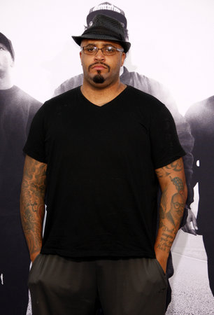 R. Marcus Taylor at the Los Angeles premiere of 'Straight Outta Compton' held at the Microsoft Theater in Los Angeles, USA on August 10, 2015.のeditorial素材