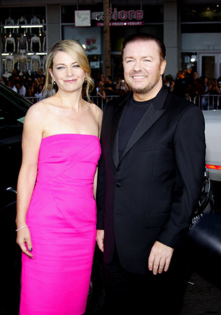 Jane Fallon and Ricky Gervais at the Los Angeles premiere of 'The Invention of Lying' held at the Grauman's Chinese Theater in Hollywood, USA on September 21, 2009.のeditorial素材