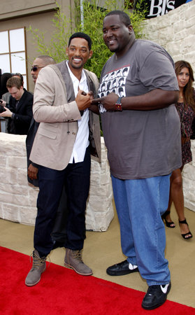 Will Smith and Quinton Aaron at the Los Angeles premiere of &#39;The Karate Kid&#39; held at the Mann Village Theater in Westwood, USA on June 7, 2010.のeditorial素材