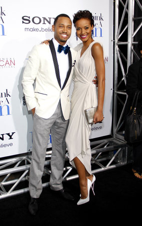 Terence J and Selita Ebanks at the Los Angles premiere of 'Think Like a Man' held at the ArcLight Cinemas in Hollywood, USA on February 9, 2012.のeditorial素材