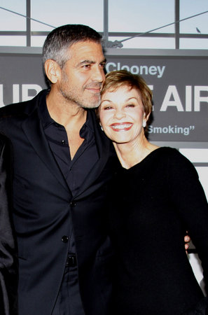 George Clooney and mom at the Los Angeles premiere of "Up In The Air" held at the Mann Village Theater in Westwood, USA on November 30, 2009.のeditorial素材